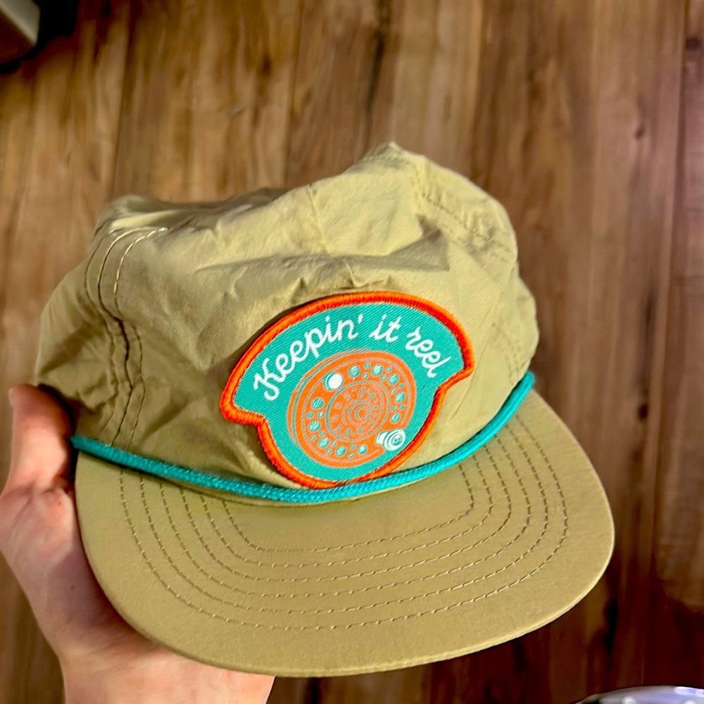 Beige Sendero “keepin it reel” 5 - panel adjustable SnapBack hat.